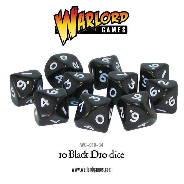 Warlord Games 10 D10 Dice Set - Black (Wg-D10-34)