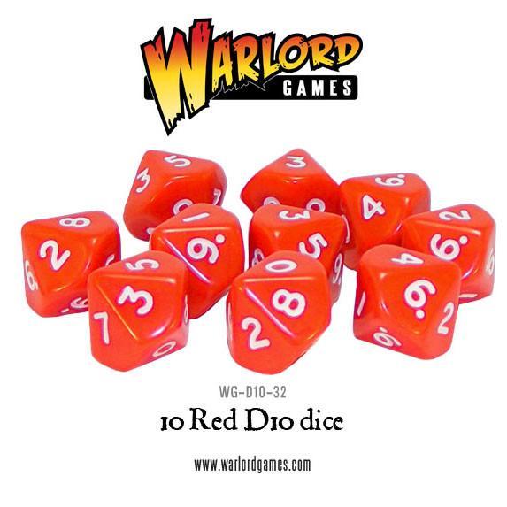 Warlord Games 10 D10 Dice Set - Red (Wg-D10-32)