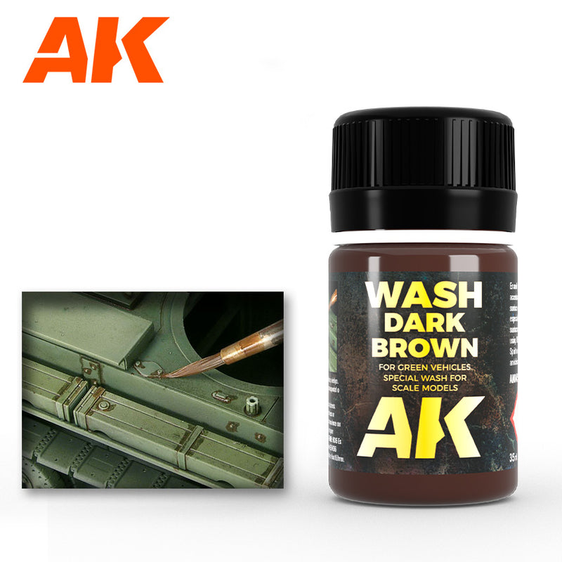 AK Enamel Wash: Dark Brown for Green Vehicles (AK045)