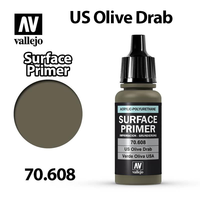 Vallejo Surface Primer - USA Olive Drab 17ml - Val70608
