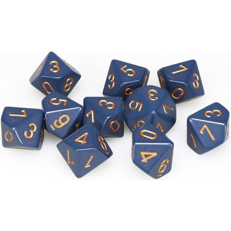 10 D10 Opaque Dice Dusty Blue with Copper - CHX25226 - Abyss Game Store