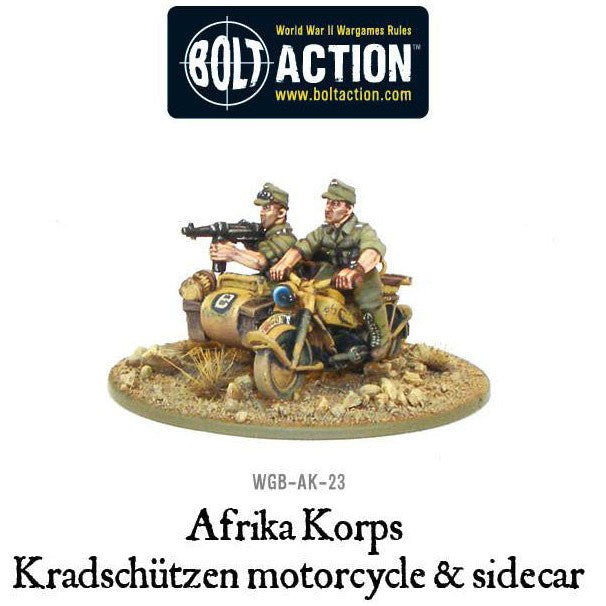 Bolt Action Afrika Korps Krad Schutzen Motorcycle and Sidecar ( WGB-AK-23 )