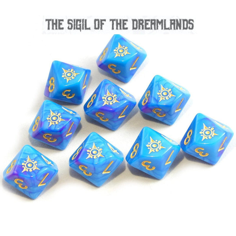10 D10 Elder Dice - The Sigil of Dreamlands: Kadathian Ice (ED0-D11) - Abyss Game Store