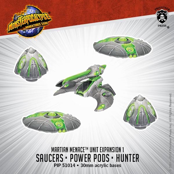 Monsterpocalypse: Martian Menace - Saucers / Power Pods / Hunter - pip51014 - Used