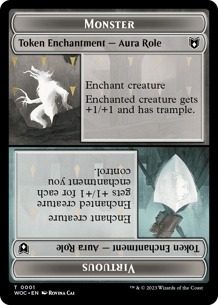 Monster Role / Virtuous Role // Royal Role / Virtuous Role Double-Sided Token [Wilds of Eldraine Commander Tokens]