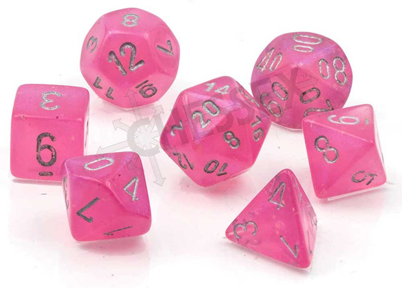 7 Polyhedral Dice Set Borealis Luminary Pink / Silver - CHX27584