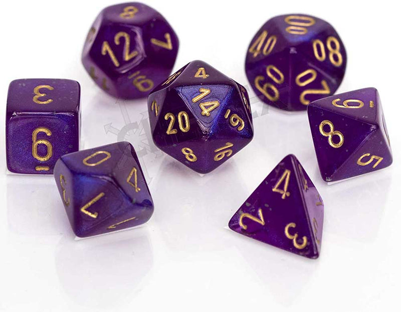 7 Polyhedral Dice Set Borealis Luminary Royal Purple / Gold - CHX27587