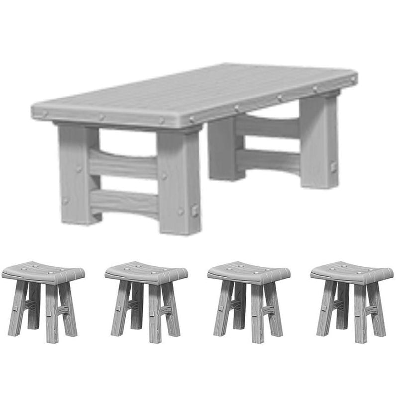 Wizkids Unpainted Minis - Wooden Table And Stools ( 72593 )