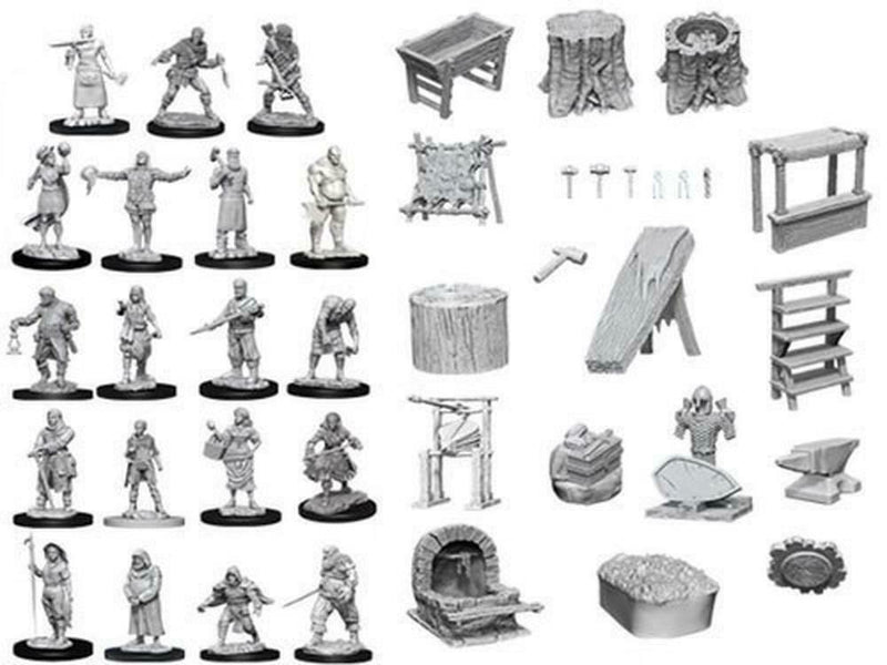 WizKids Unpainted Minis - Townspeople and Accessories ( 73698 )