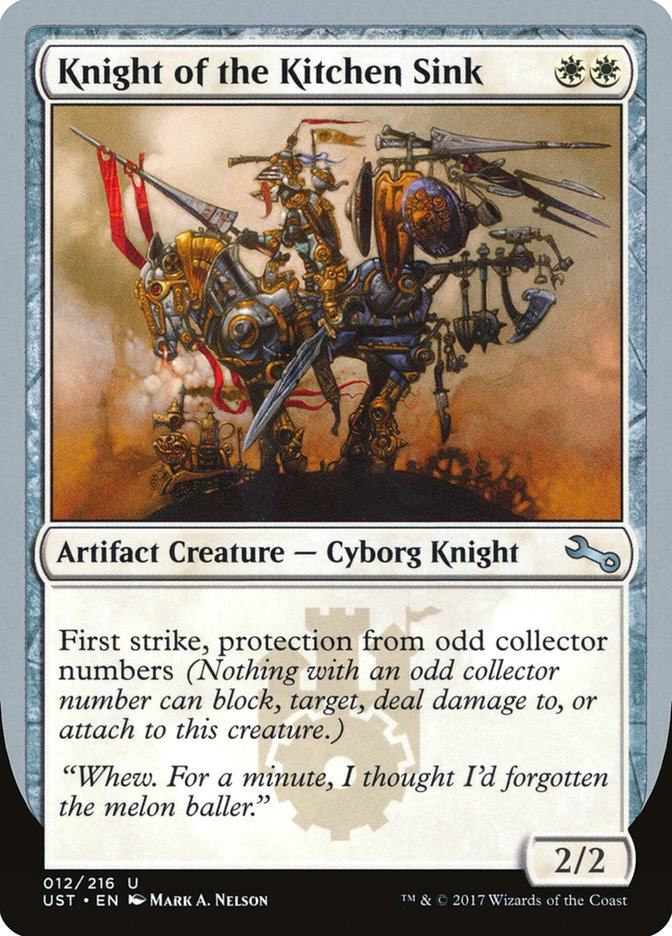 Knight of the Kitchen Sink ("protection from odd collector numbers") [Unstable]
