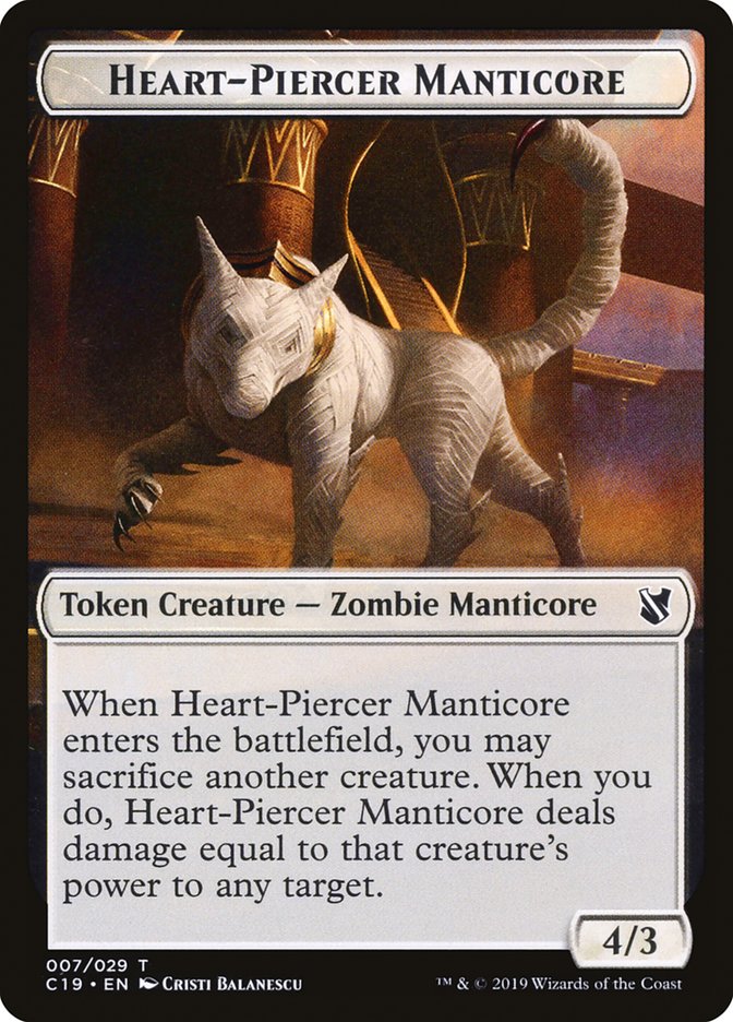 Heart-Piercer Manticore [Commander 2019 Tokens]