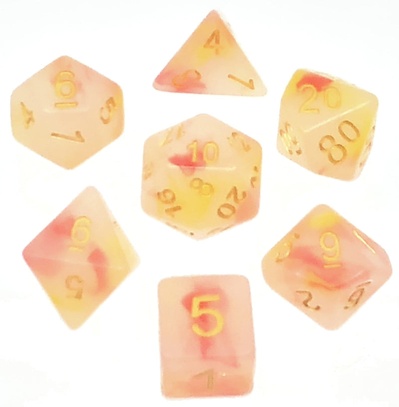 7 Polyhedral Abyss Dice Set Mango Passion - AD046