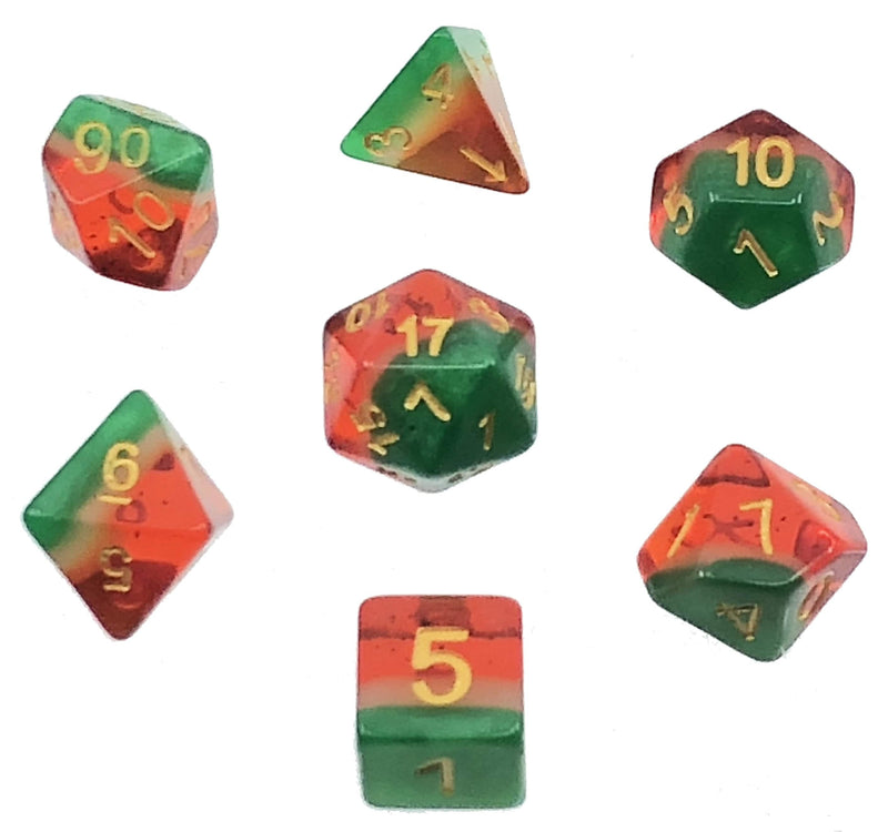 7 Polyhedral Abyss Dice Set Watermelon - AD047