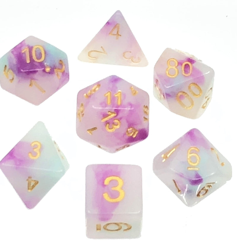 7 Polyhedral Abyss Dice Set Milky Way - AD052