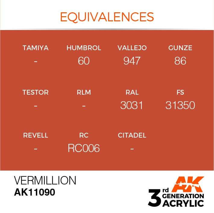 AK Acrylic 3G - Vermillion ( AK11090 )