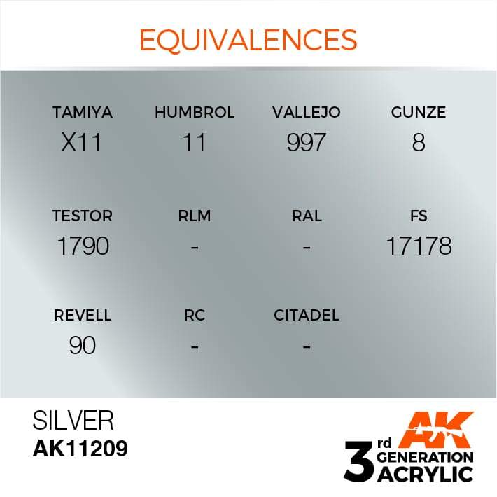 AK Acrylic 3G Metallic - Silver ( AK11209 )