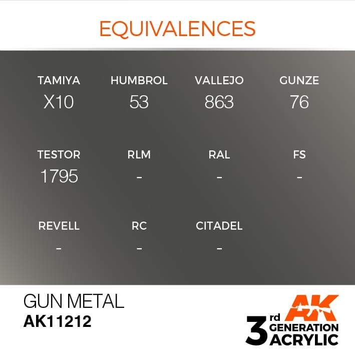 AK Acrylic 3G Metallic - Gun Metal ( AK11212 )