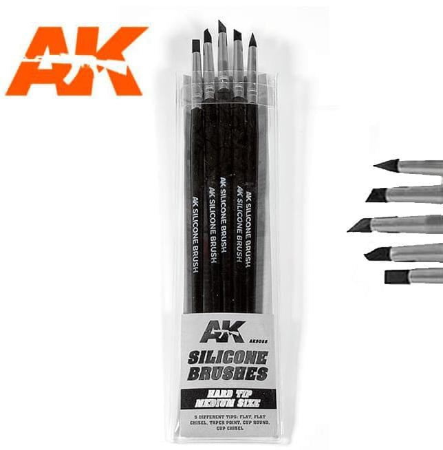 AK Silicone Brushes Hard Tip Medium 5 Pencils - AK9088