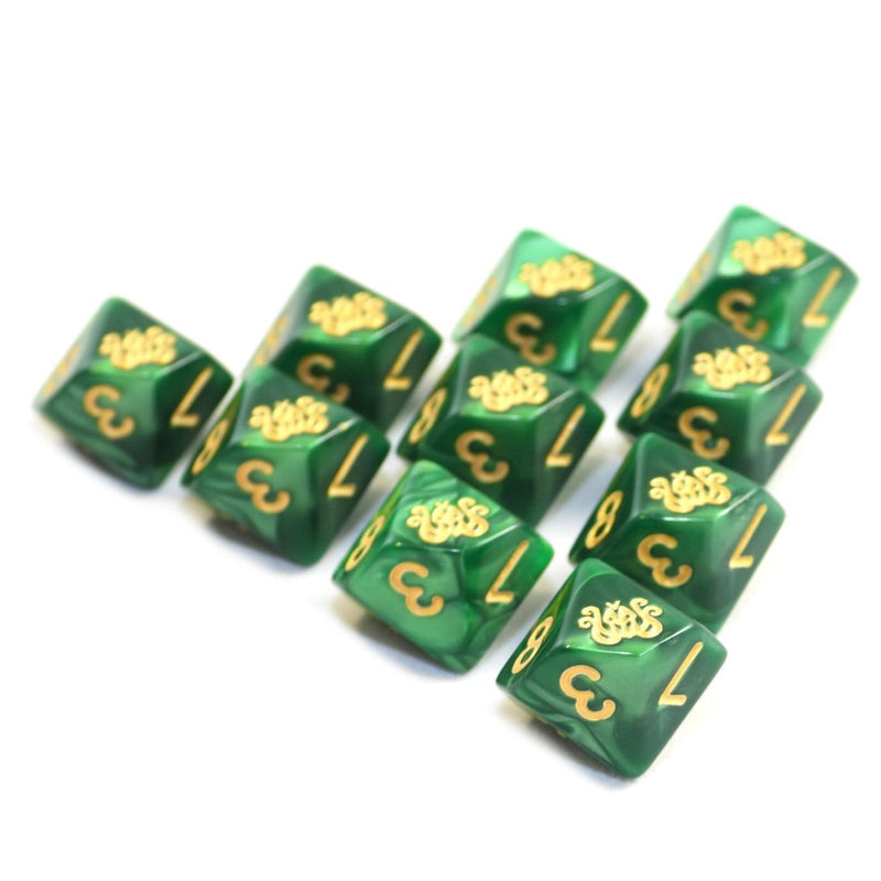 10 D10 Elder Dice - Brand of Cthulhu: Green (ED0-C11) - Abyss Game Store