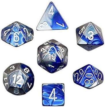 7 Polyhedral Dice Set Gemini Blue-Steel / White - CHX26423