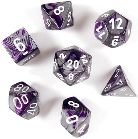 7 Polyhedral Dice Set Gemini Purple-Steel / White - CHX26432