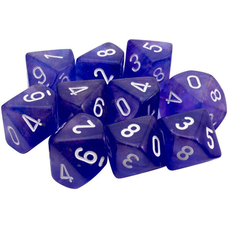 10 D10 Borealis Dice Luminary Purple with White - CHX27377 - Abyss Game Store