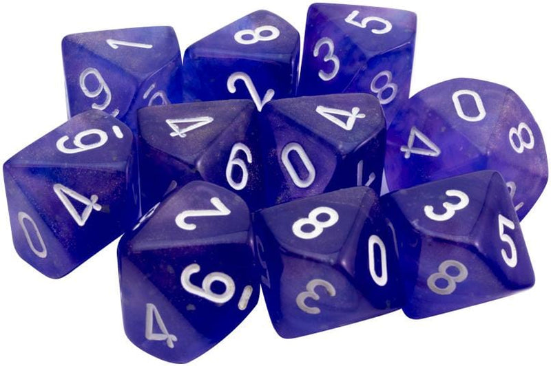 10 D10 Borealis Dice Luminary Purple with White - CHX27377 - Abyss Game Store
