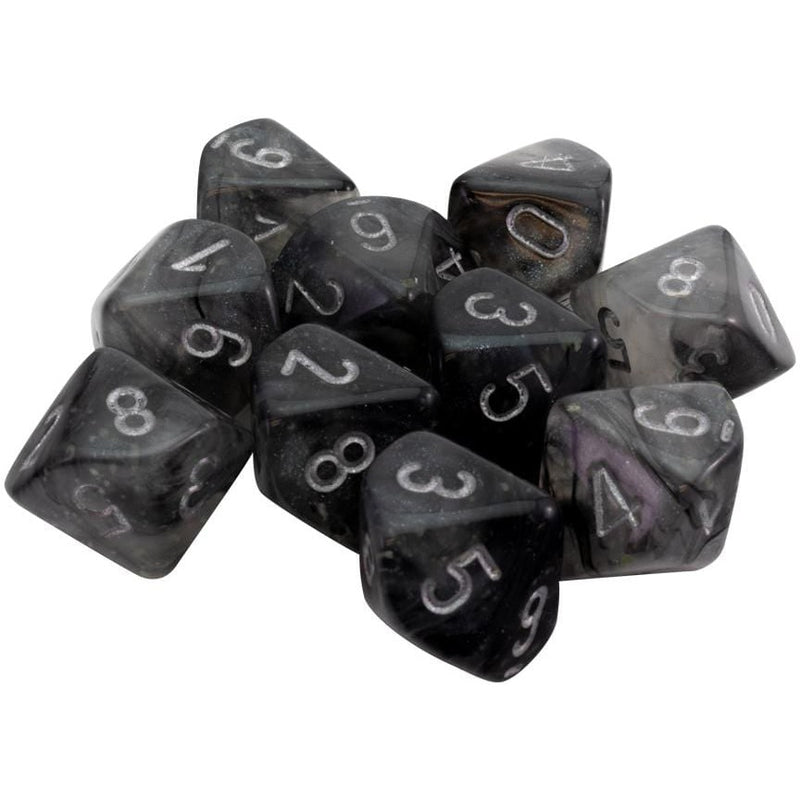 10 D10 Borealis Dice Luminary Light Smoke with Silver - CHX27378 - Abyss Game Store