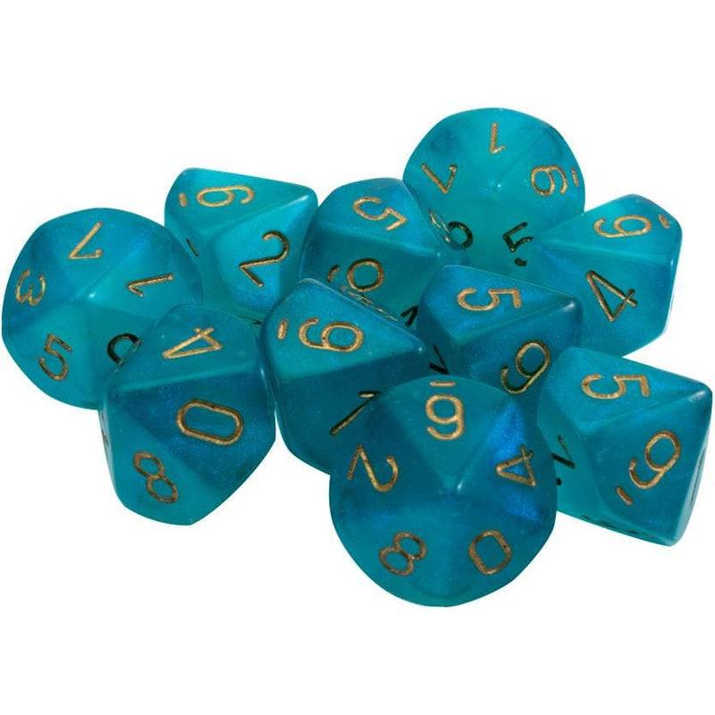 10 D10 Borealis Dice Luminary Teal with Gold - CHX27385 - Abyss Game Store