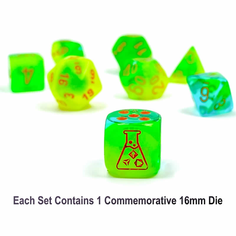7 Polyhedral Dice Set Gemini Plasma Green-Teal / Orange - CHX30048