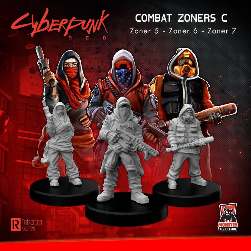 Cyberpunk Red Unpainted Minis - Combat Zoners C