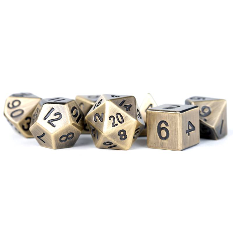 Antique Gold 16mm Polyhedral 7 Dice Set - MD005