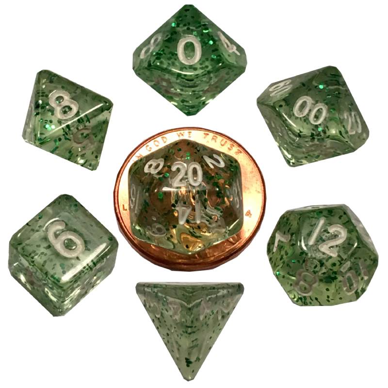 Ethereal Green 10mm Mini Polyhedral 7 Dice Set - MD4205