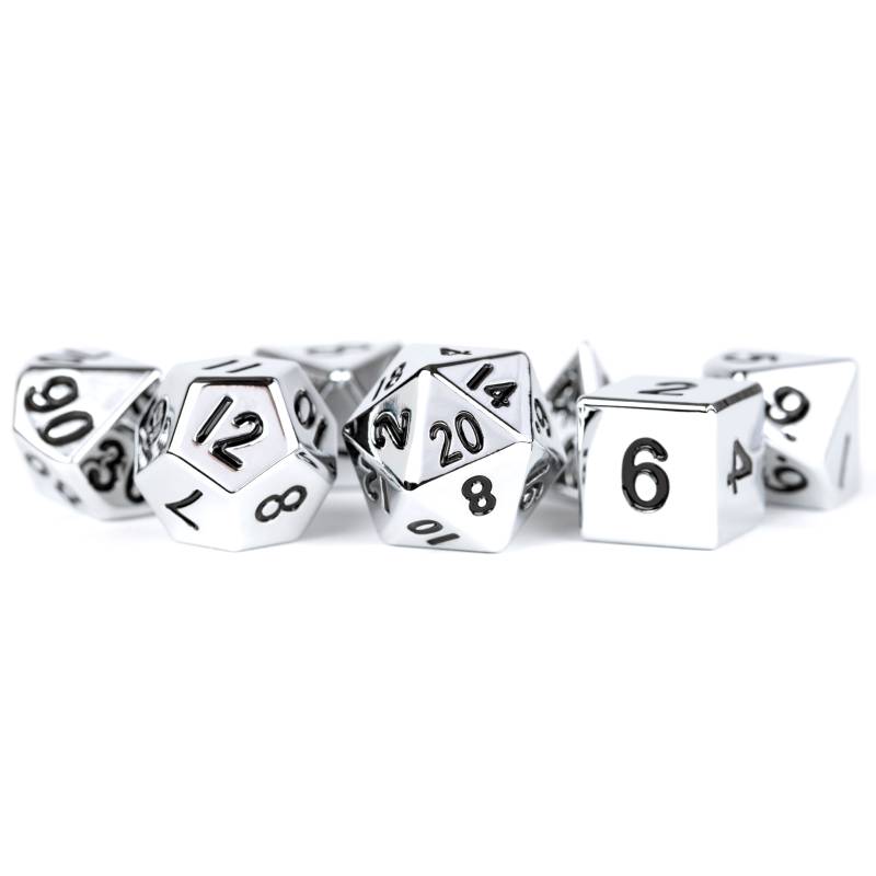 Silver 16mm Polyhedral 7 Dice Set - MD002