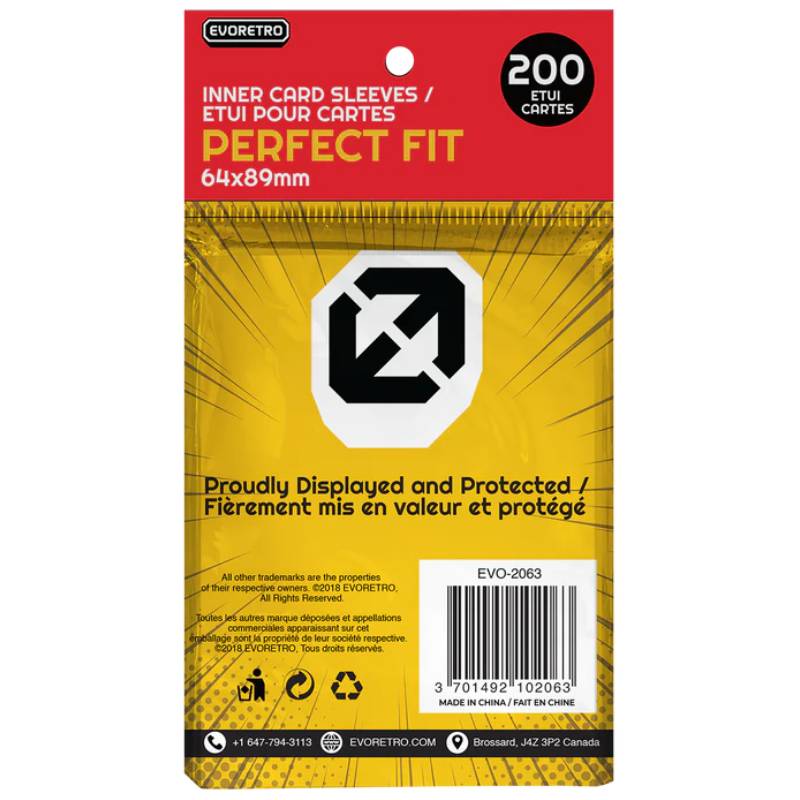 Evoretro Perfect Fit Sleeves - Clear 200ct (EVO-2063)