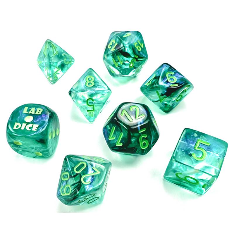 7 Polyhedral Dice Set Lab Dice - Borealis Kelp/Light Green - CHX30054