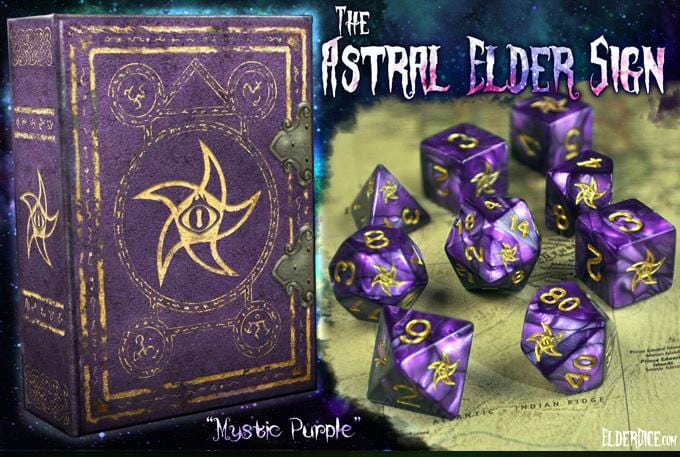 Elder Dice - 9 Polyhedral Dice Set The Astral Elder Sign - Mystic Purple
