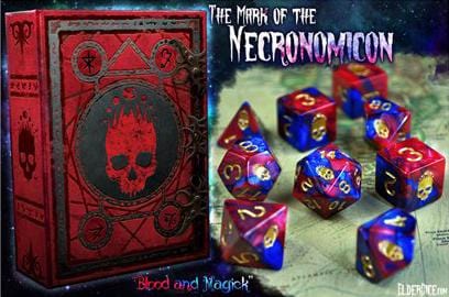 Elder Dice - 9 Polyhedral Dice Set The Mark of the Necronomicon - Blood and Magick
