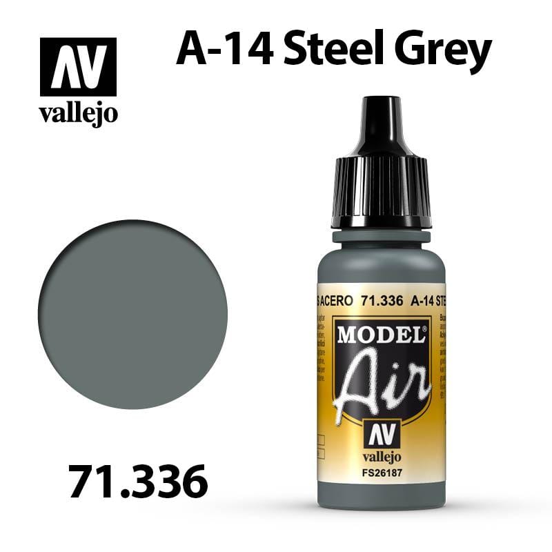 Vallejo Model Air - A-14 Steel Grey 17ml - Val71336