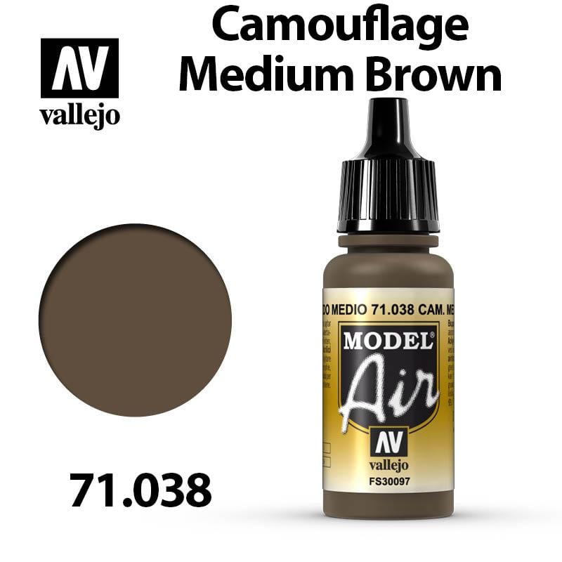 Vallejo Model Air - Camouflage Medium Brown 17ml - Val71038