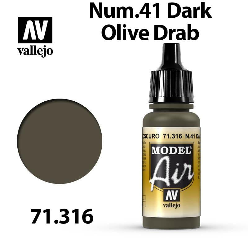 Vallejo Model Air - N41 Dark Olive Drab 17ml - Val71316
