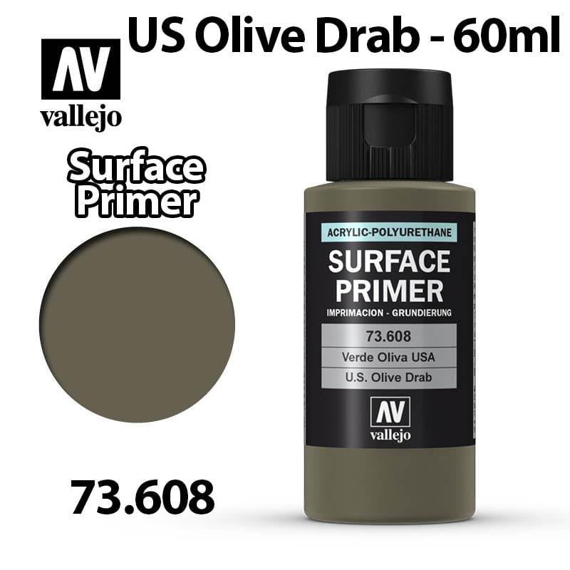 Vallejo Surface Primer - USA Olive Drab 60ml - Val73608