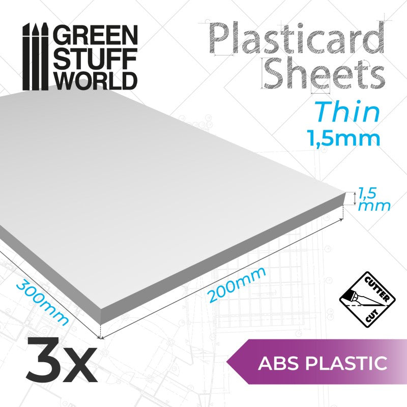 ABS Plasticard A4 Sheets 1.5mm x3 (9107)