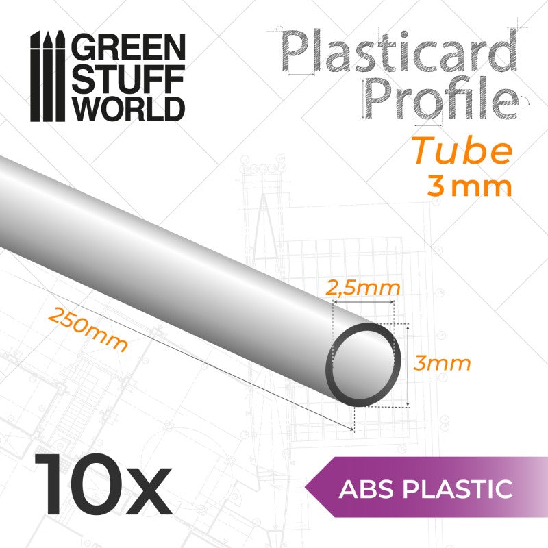 ABS Plasticard Profile Tube 3mm x10