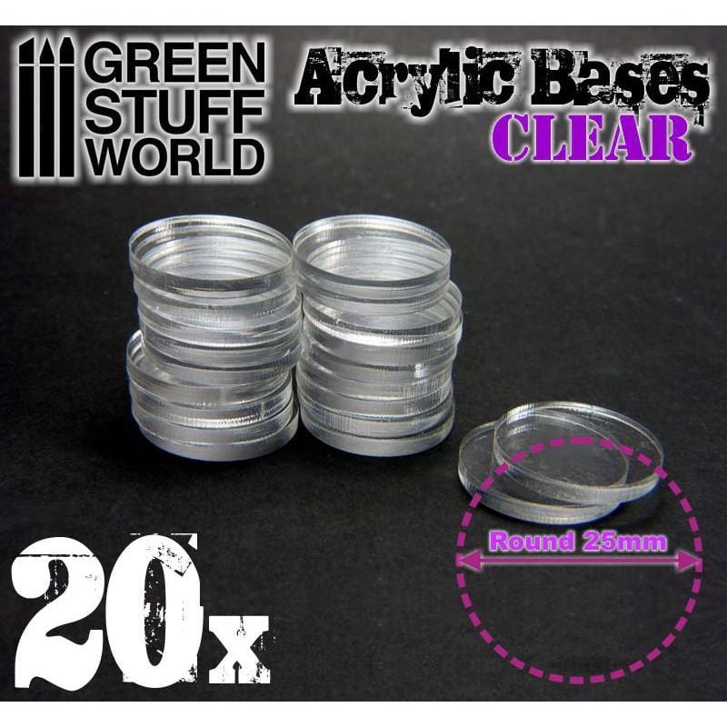 GSW Acrylic Bases - Round 25 mm Clear (20) (9290)
