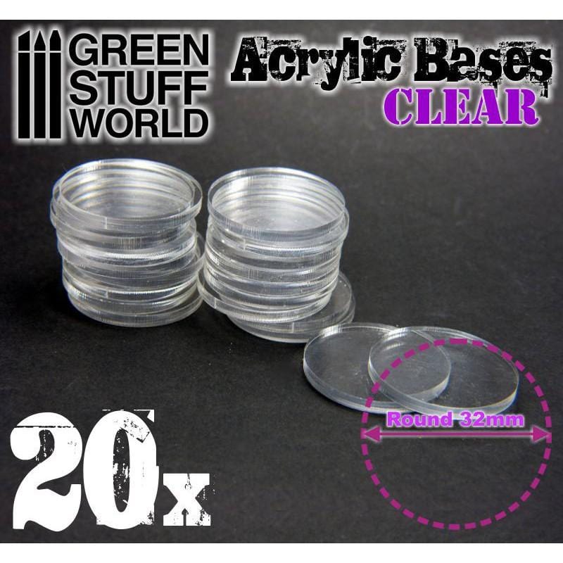 GSW Acrylic Bases - Round 32 mm Clear (20)