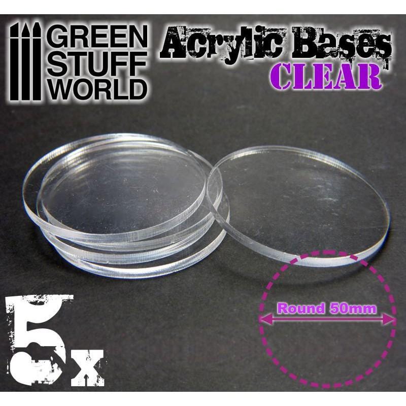 GSW Acrylic Bases - Round 50 mm Clear (5) (9295)