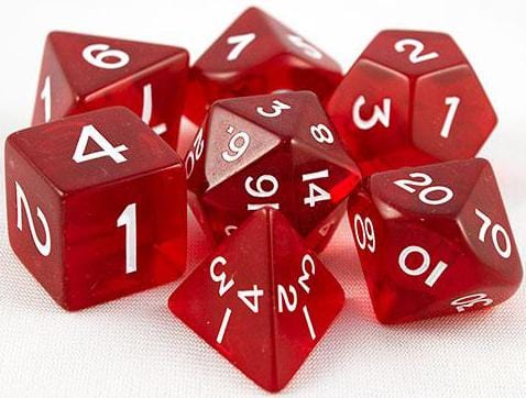 7 Polyhedral Dice Set Translucent Red with White - CHX23074