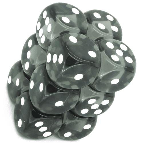 12 D6 Translucent 16mm Dice Smoke w/white - CHX23608 - Abyss Game Store