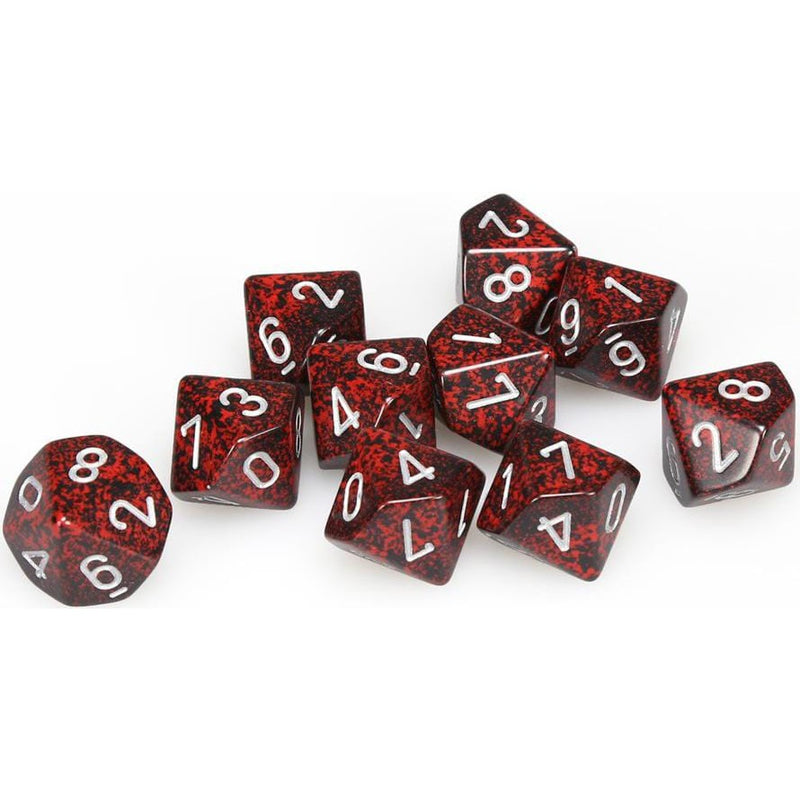 10 D10 Speckled Dice Silver Volcano - CHX25144 - Abyss Game Store